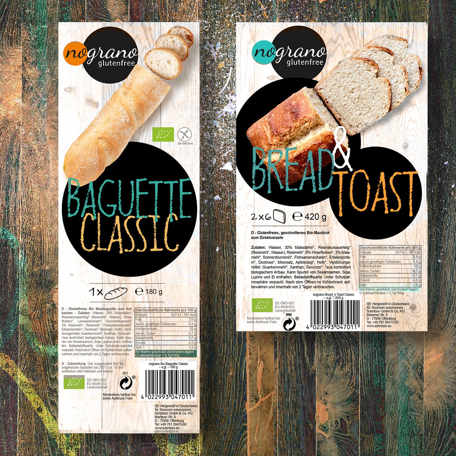 Nograno-Brote Packungen